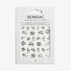 SE319 14 Semilac naklejki na paznokcie Silver Flowers